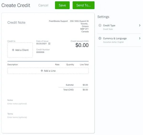 Credit Note Template