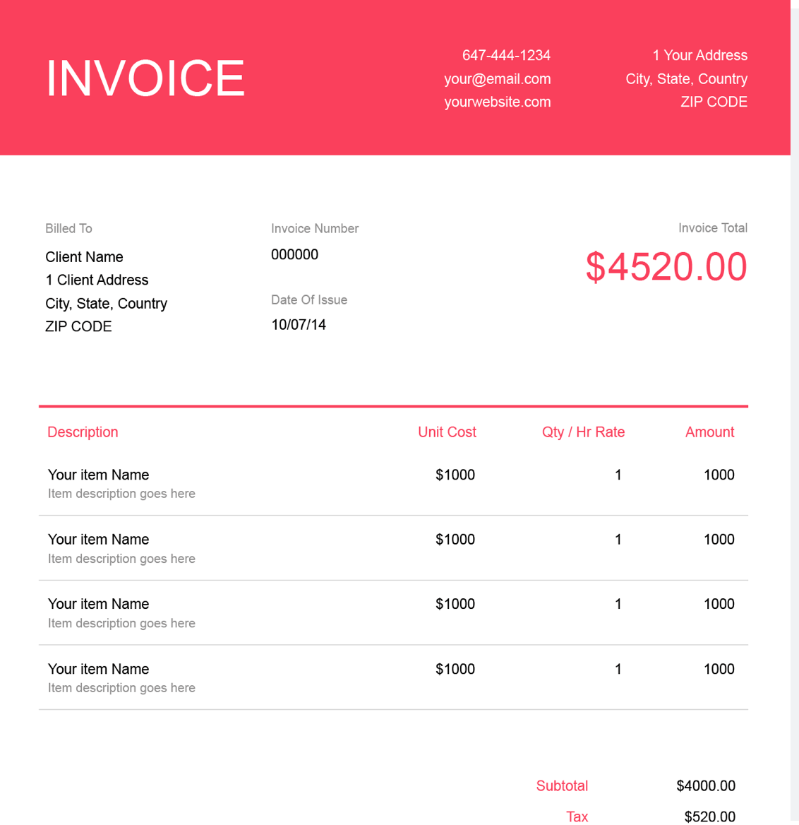 pdf invoice template