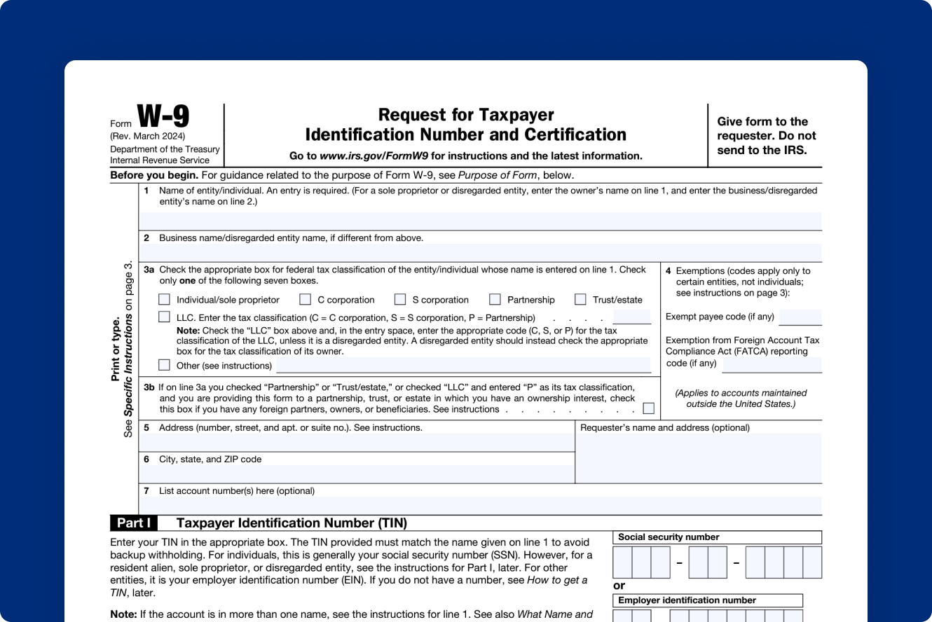 form w 9 pay taxes